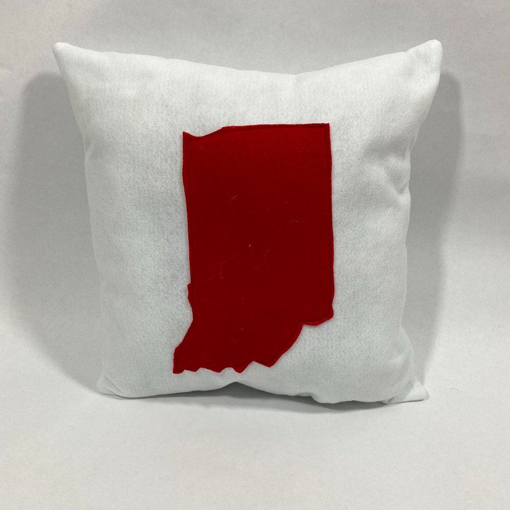 State Of Indiana (Red and White) Decorative Pillow‎